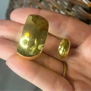 Two Vintage Monet chunky gold hoop earring singles